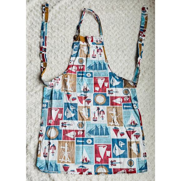 Nautical Red White & Blue American Sailor Sailboat Yacht Anchor Apron - Picture 4 of 4